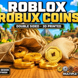 Robux Coins – Double-Sided 3D Printed Roblox Party Favors & Play Money image 1