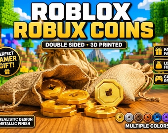 Robux Coins Double Sided 3D Printed Roblox Party Favors, Gaming Coins, Pretend Play Money, Gamer Gift, Stocking Stuffer