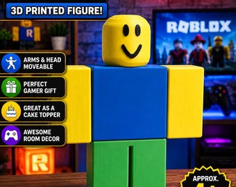 Articulated Roblox Noob 3D Printed Figure, Gamer Gift, Gaming Decor, Cake Topper