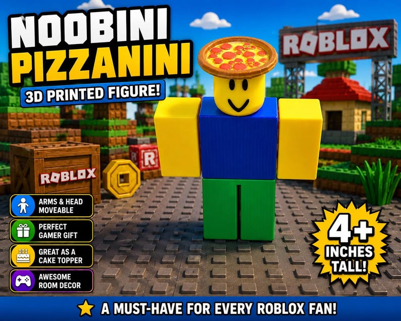Articulated Roblox Noob 3D Printed Figure, Gamer Gift, Gaming Decor, Cake Topper image 5