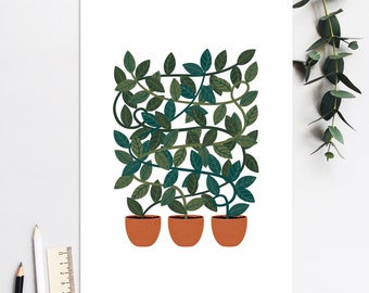 Plant Art Print, Downloadable Print, Houseplant, Tangled Plant, Wall Decor, Printable Art, Plant Printable, Potted Plants, Digital Art, Art