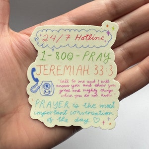 PRAYER HOTLINE | Waterproof Christian sticker | faith | verse | bible sticker | Laptop sticker | water bottle sticker | bumper sticker