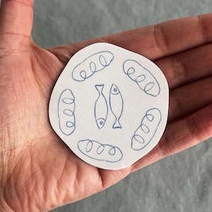 Broden en vissen | Waterdichte christelijke sticker | bijbelsticker | Laptopsticker | sticker waterfles | bumpersticker