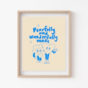 Fabriqué avec effroyable et MERVEILLEUSE | Téléchargement numérique Psaume 139:14 art mural chrétien mascotte impression à la maison décoration d&#39;intérieur affiche amant de Jésus