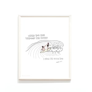 Digital art to print at home | Jesus Surf Club | Isaiah 43:2 | Christian surf print | Home Decor