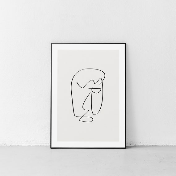 Abstract Face Sketch Printable Black Organic Modern Decorative Abstract