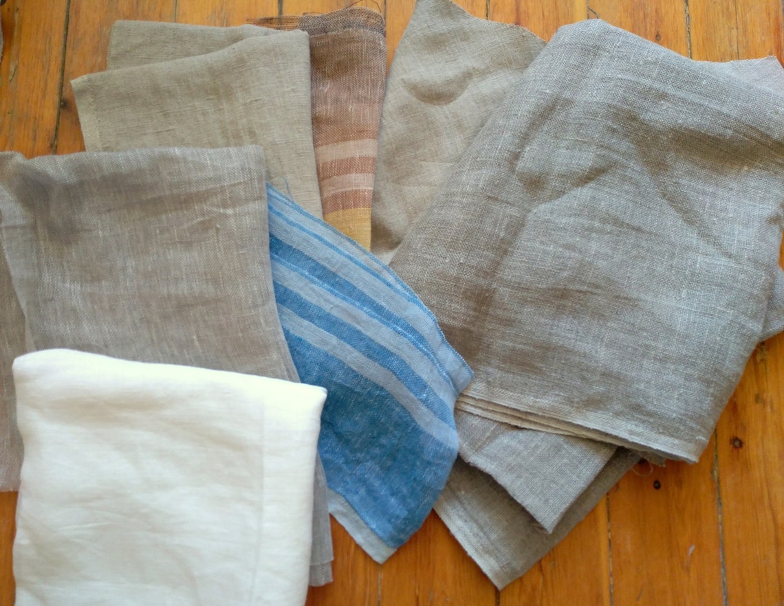 Fabric Remnants Linen Remnants Assorted Fabric different Etsy