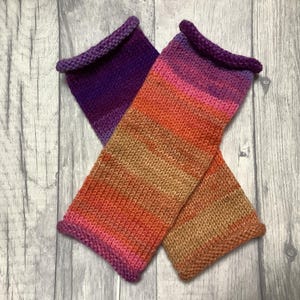 Fingerless gloves wrist warmers fingerless mittens multicoloured orange yellow purple pink festival boho folk one size