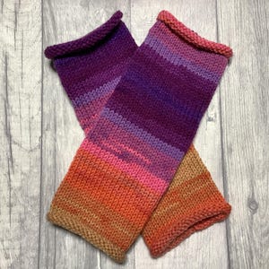 Fingerlose Handschuhe Pulswärmer Fingerlose Stulpen Bunt Orange Gelb Lila Pink Festival Boho Folk Einheitsgröße