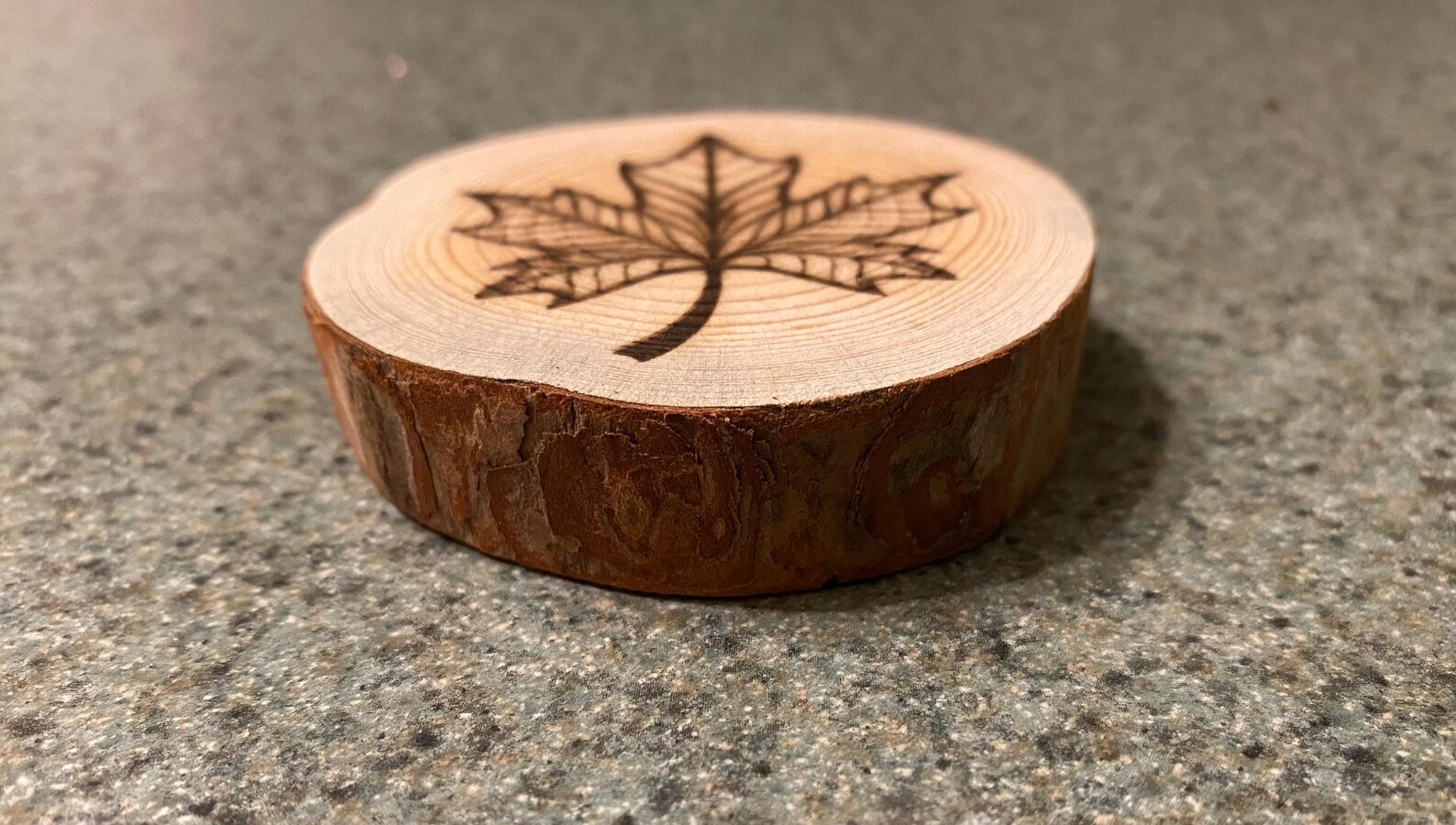 Hand-burned Maple Leaf Wood Slice Magnet | Natural Rustic Design | Eco ...