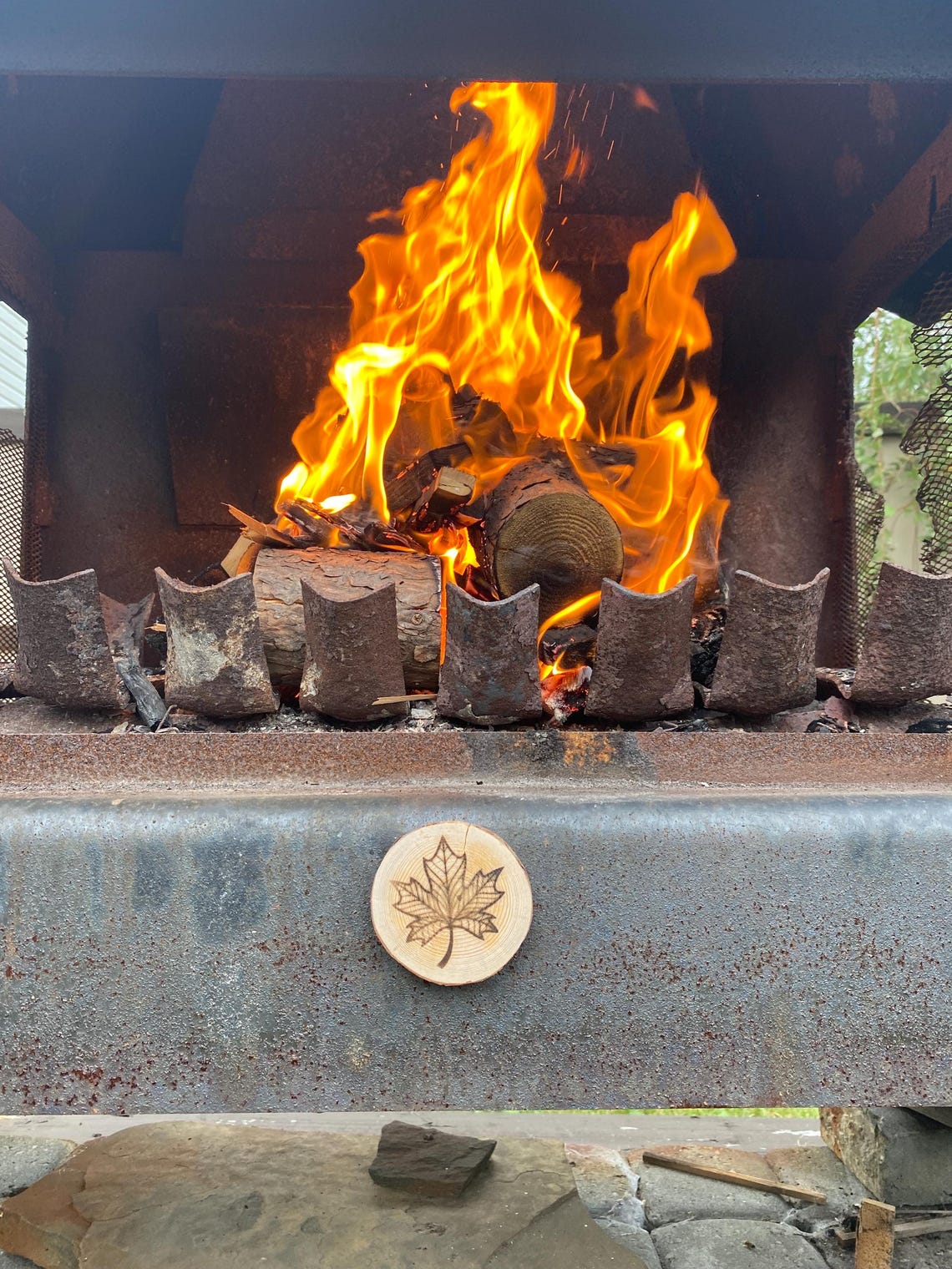 Hand-burned Maple Leaf Wood Slice Magnet | Natural Rustic Design | Eco ...