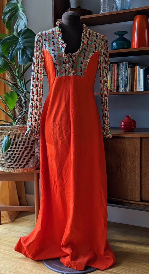 Gorgeous orange 'Patricia Fair' vintage maxi dress