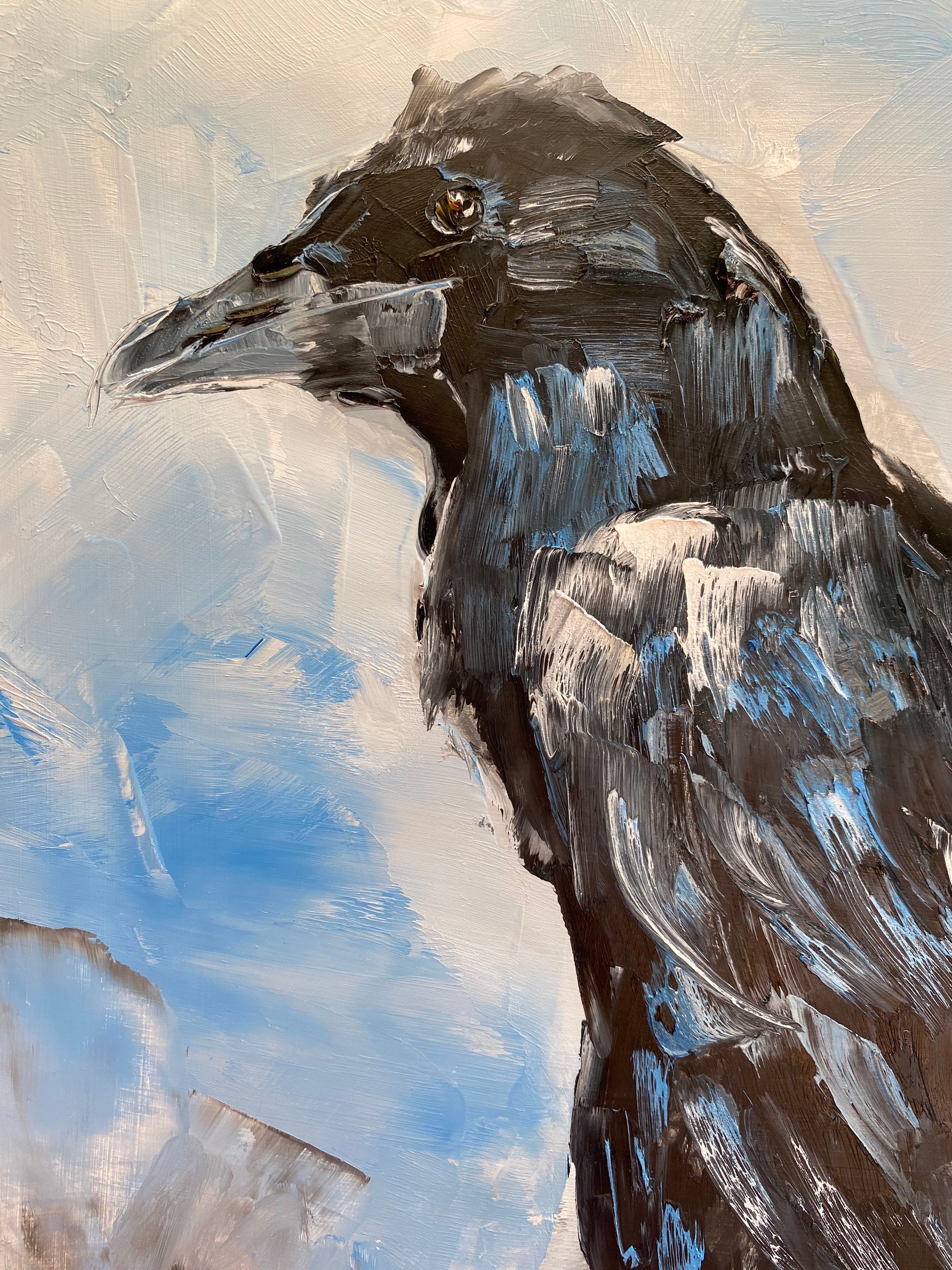 Black Bird Painting Crow Wall Art Original Impasto Artwork Etsy