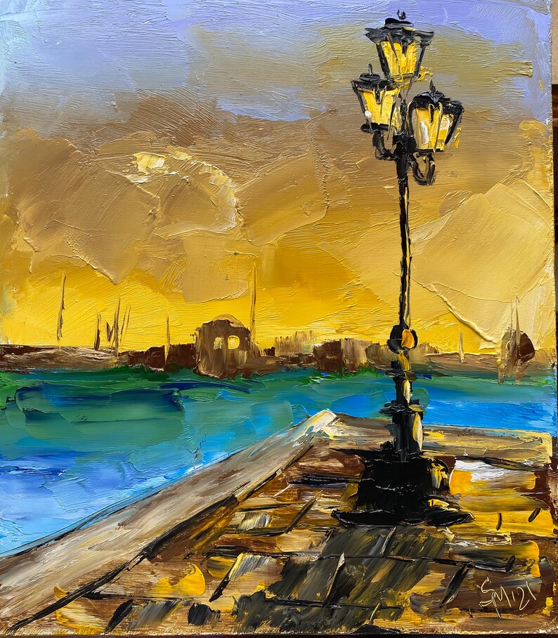 Italy Painting Venice Original Art Venice Small Wall Art Landscape Impasto Oil Painting 10 by 8 by Smirnova Marina