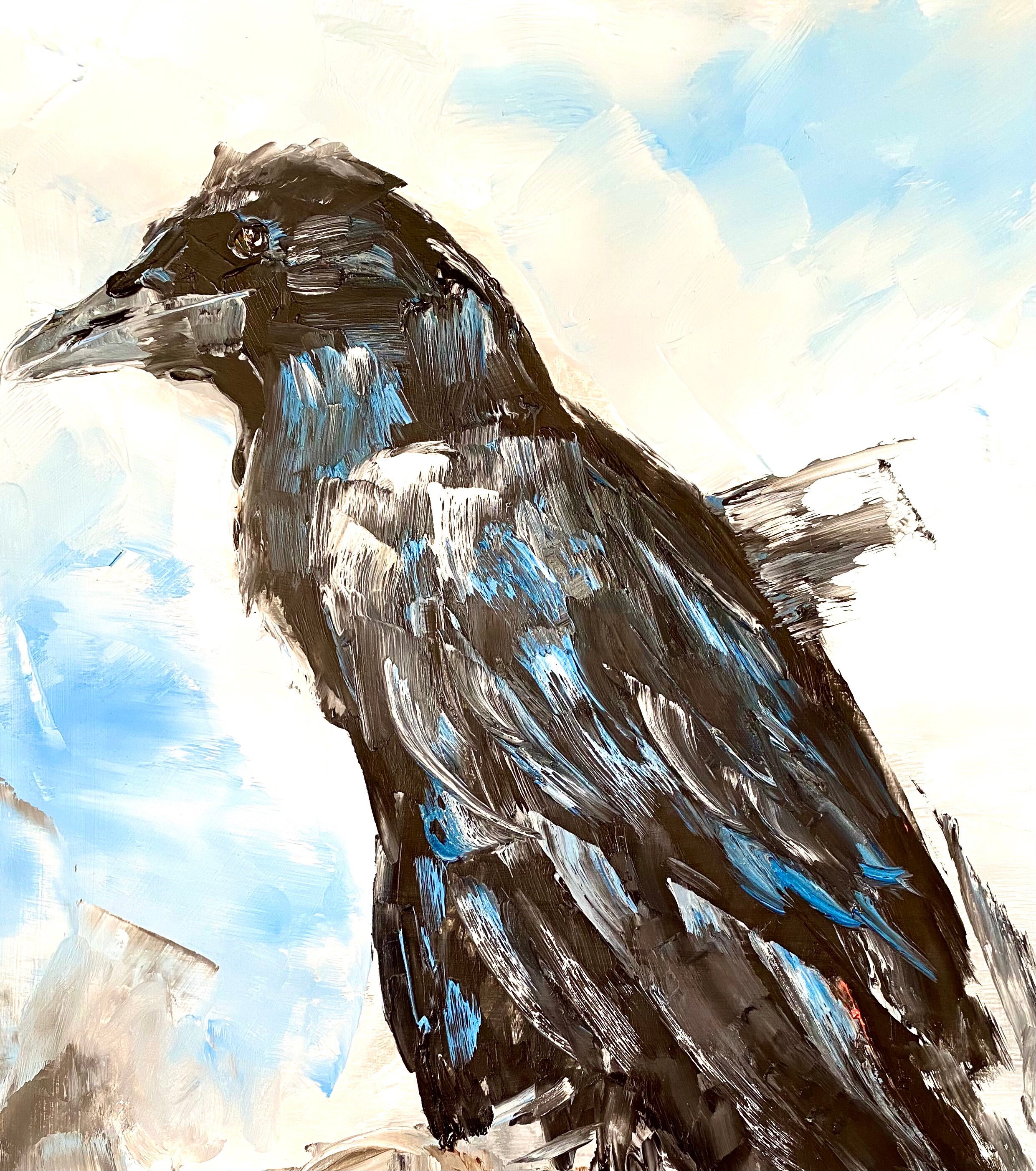 Black Bird Painting Crow Wall Art Original Impasto Artwork Etsy