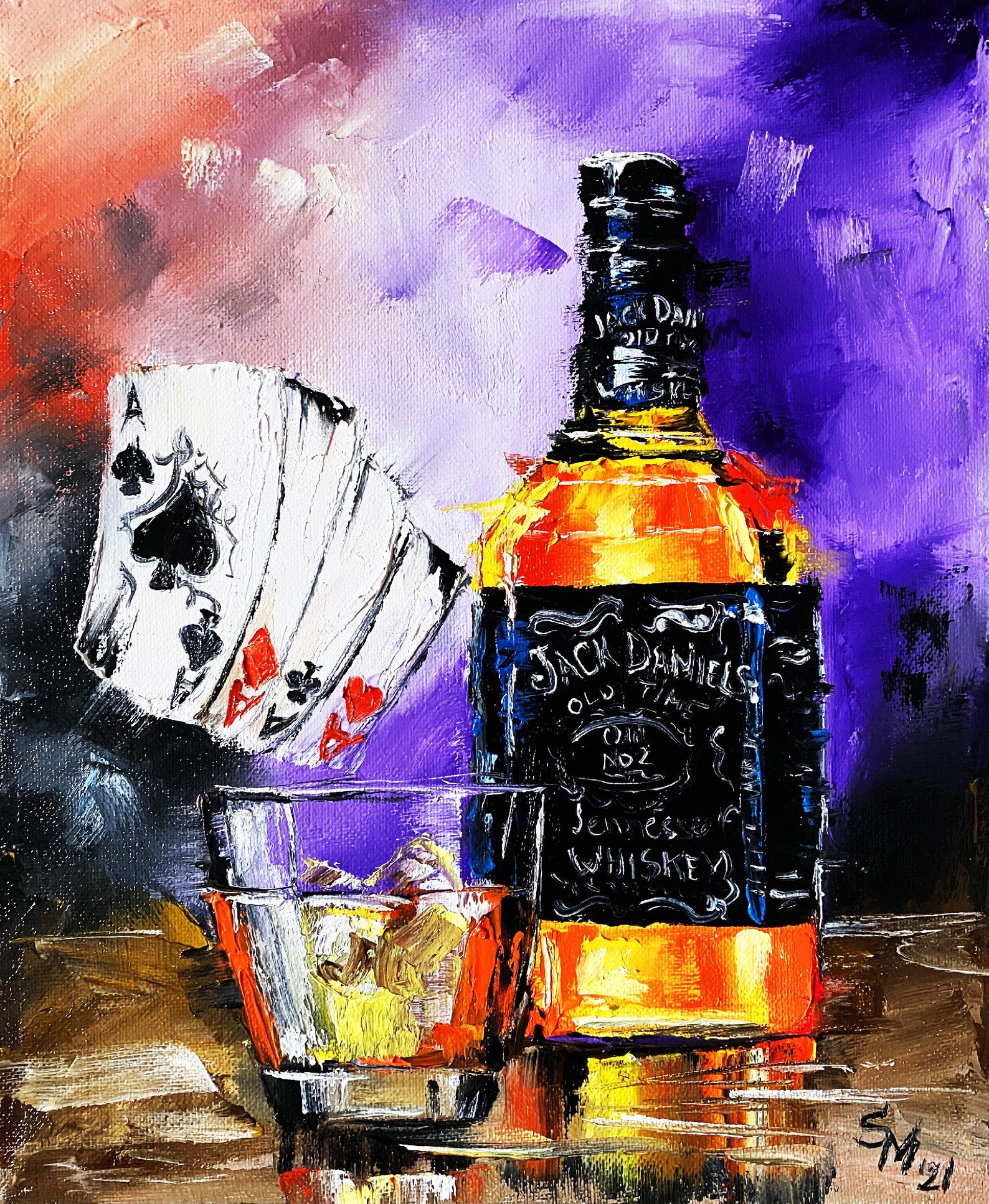 Whiskey Painting Original Wall Art Canvas Oil Impasto Alcohol | Etsy