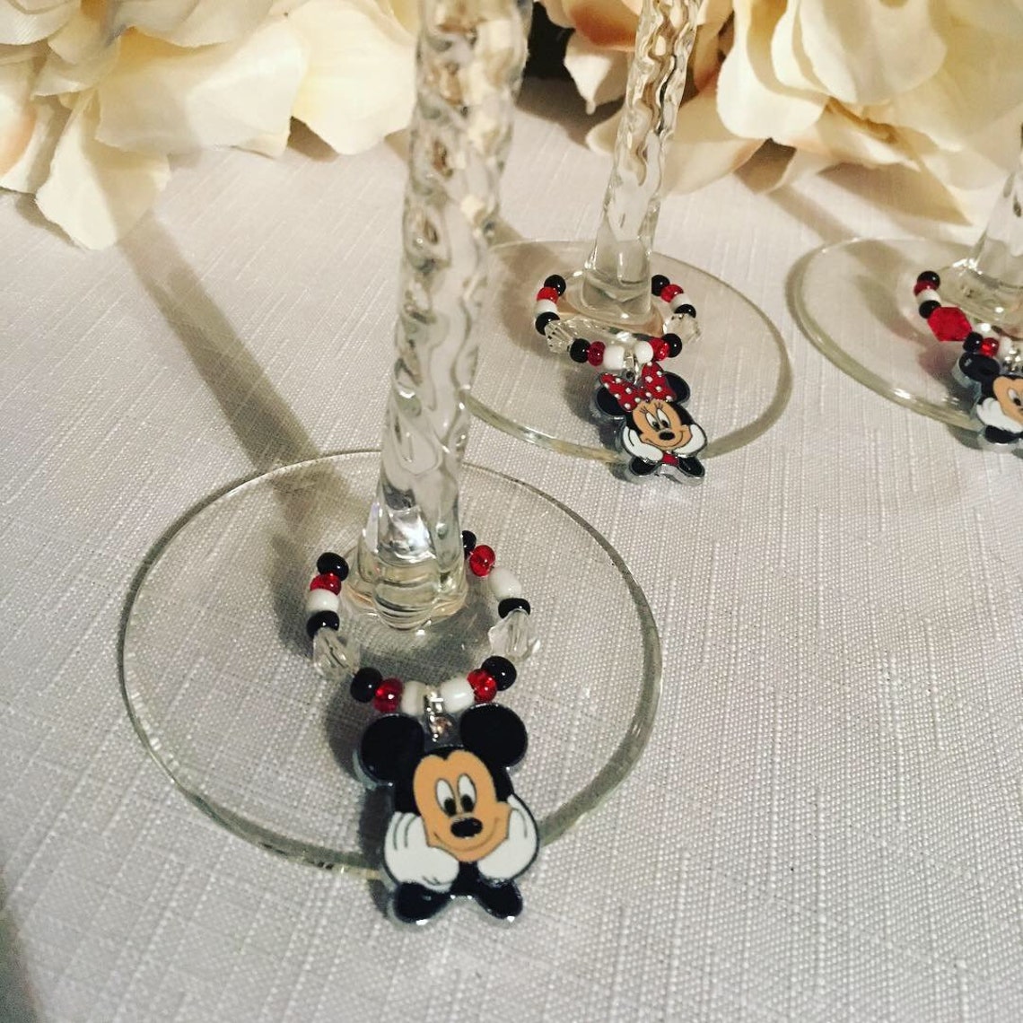 Disney Wine Glass Charms Disney Lover Minnie Character Etsy
