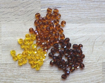 Facettierte Glasperlen, tschechische Glasperlen, heller Topas, Topas, Rauchtopas, für die Schmuckherstellung, 6 mm x 15
