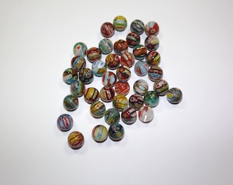 Perle ronde en verre millefiori multicolore 12 mm x 1