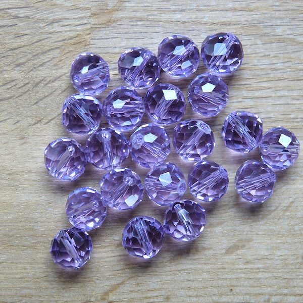 Perles rondes en verre, à facettes, pour la fabrication de bijoux,  parme alexandrite,  12 mm x 1