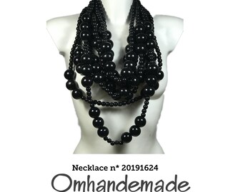 boho chic gag choker necklace 20171263 black and gold necklace wooden necklace large round balls necklace large bibs