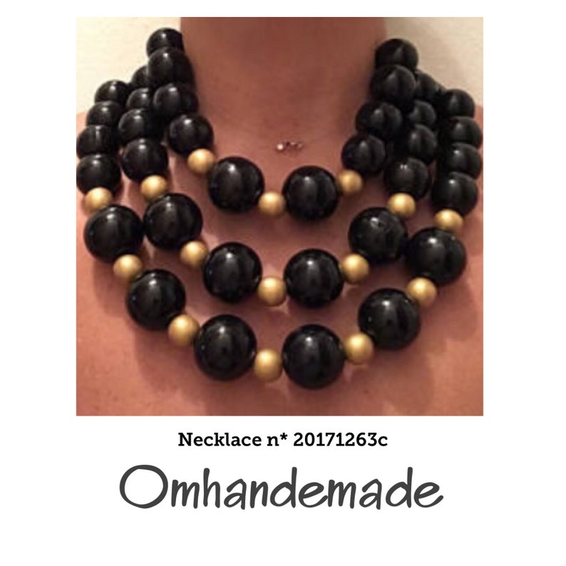 boho chic gag choker necklace 20171263 black and gold necklace wooden necklace large round balls necklace large bibs