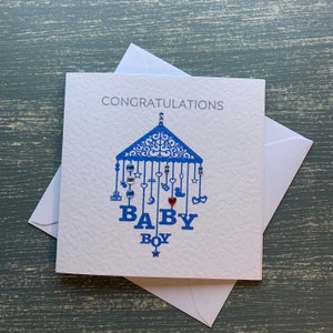 Nouveau bébé, bébé garçon, baby girl, carte mobile félicitations, avec embellissements, bleu ou rose, douche de bébé