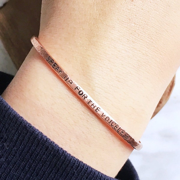 Speak Up For The Voiceless Bangle, Animal Lover Gift, Vegan Bracelet, Animal Rights Gift, Vegan Unisex Jewelry Gift Idea, Fundraiser