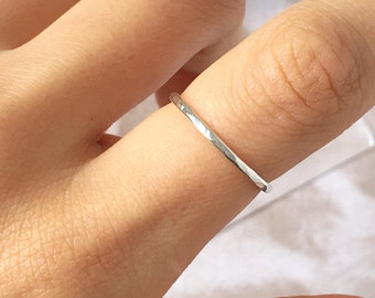 Simple Silver Textured Ring Band | Silver Ring | Sterling Silver Ring | Textured Band | Dainty Band Ring | Alternative Wedding Ring Band
