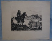 Vintage Drypoint Print quot Homeward Bound quot by Joseph C. Allison Signed by Artist Overall in Good Condition