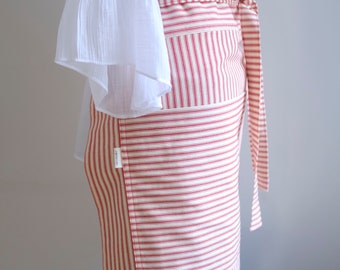 Handmade French Ticking Stripe Half-Apron for Women | Farmhouse High Waist Apron | Bakers Apron | Cafe Apron | French Farmhouse |