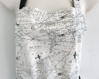Handmade Topography Vintage World Map Apron | Aviator | Apron for woman | Apron for Men | Unisex | Airplane Gift | Planes | Pilot | Flying