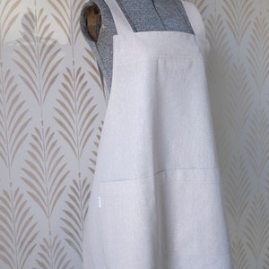 Linen Cotton Blend Cross-back Apron for women / linen cotton apron / natural / minimalist apron / artist smock /