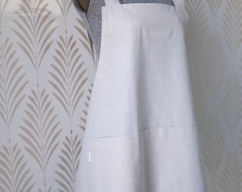 Linen Cotton Blend Cross-back Apron for women / linen cotton apron / natural / minimalist apron / artist smock /