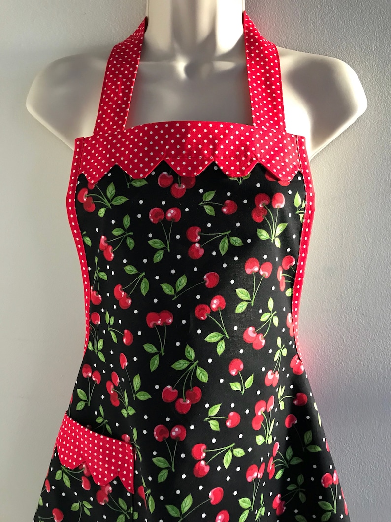Handmade Cherry Retro Style Apron / Aprons for Woman / Womens Etsy
