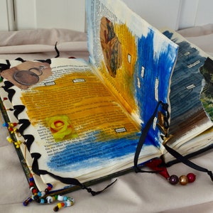 Altered Book sculpture, collage art in mixed media