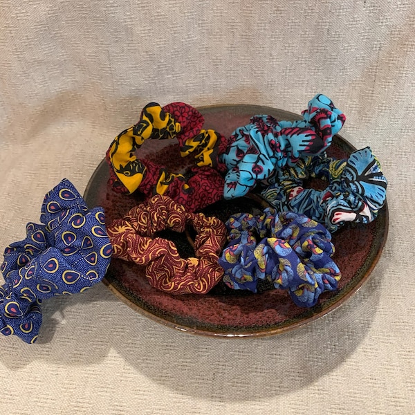 Scrunchies, African print fabric, hair accessories, ponytail holder, gifts for her, hair tie
