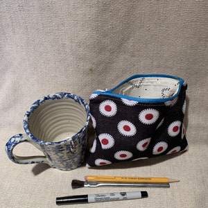 Zipper Pouch - cosmetics bag, for makeup, cell phone, pencils, or toiletries handmade of African print khanga fabric