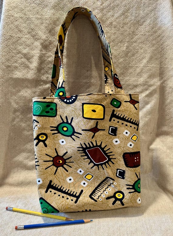 Sac Fourre-tout Cabas En Tissu Wax Doublé - Fait Main En France (Modèle Unique)