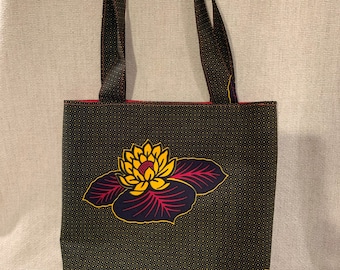 Tote Bag, African wax print fabric, lined with inner pocket