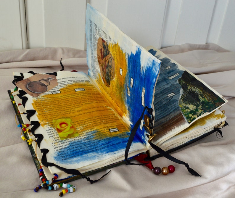 Altered Book sculpture, collage art in mixed media image 1