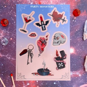 Feuille d’autocollants - party monsters - Autocollant Bullet Journal - Planificateur - Scrapbooking - stickers pour ordinateur portable