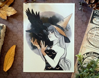 Impression illustration - corbeau A5