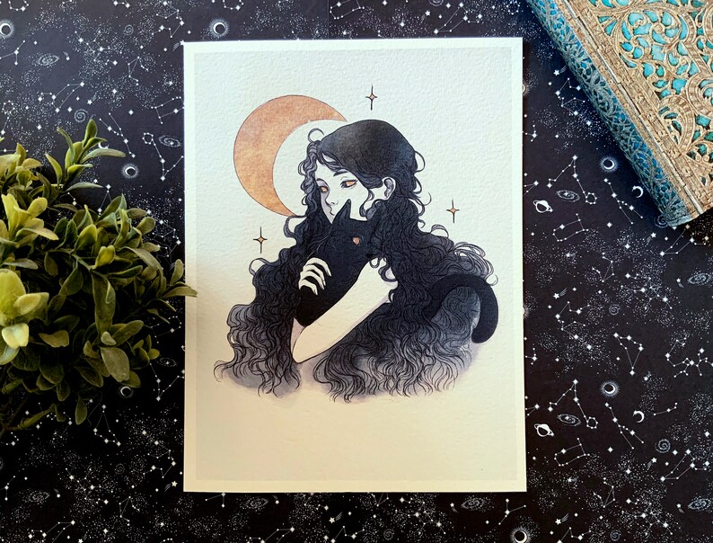 Print illustration cat A5