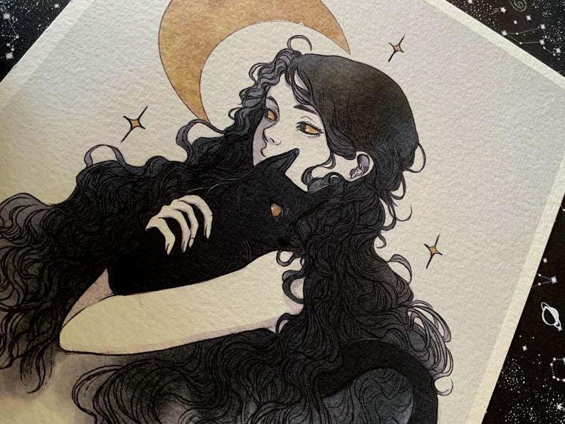 Print illustration cat A5