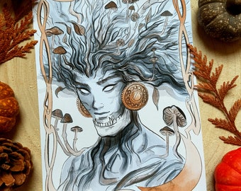 Print poison mushrooms 20.5x14.5 cm - art poster A5 - handmade interior decoration - dark aesthetic gothic witch