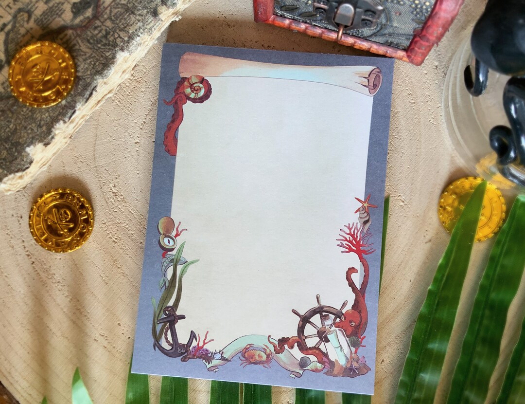 Aquatic Notepad A6 To-do List Pirate Treasure of the Nautical Deeps ...