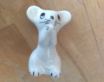 De Rosa Handcrafted Ceramic Figurine Baby White Mouse