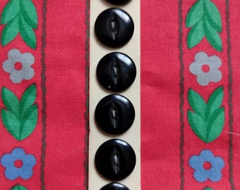 Vintage 1960s carded plastic buttons, six black Jason Laundwell buttons.