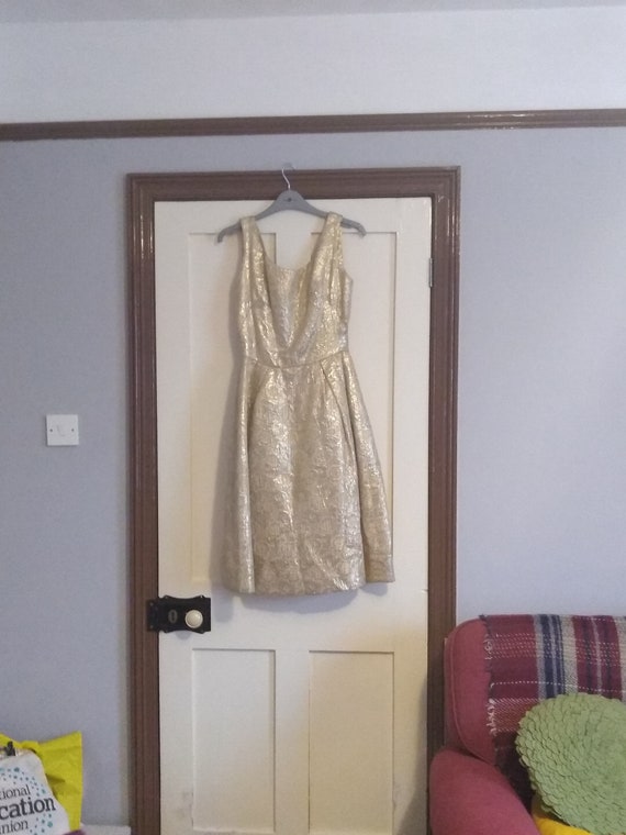 Vintage 1950s gold lame brocade prom evening dress